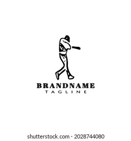 baseball player logo cartoon icon design template isolated black modern vector