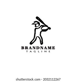 baseball player logo cartoon icon design template isolated black modern vector