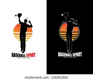Baseball player logo collection set