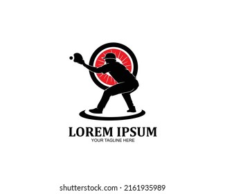 Baseball player logo silhouette design