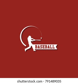 Baseball Player Logo Vector Template Design