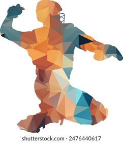 Baseball Player Lowpoly Style design Sport Illustration Vector