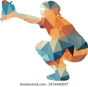 Baseball Player Lowpoly Style Sport Illustration