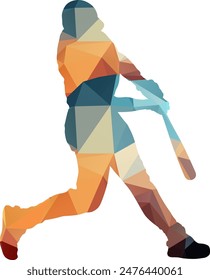 Baseball Player Lowpoly Style Sport Illustration