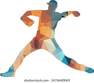 Baseball Player Lowpoly Style Sport Illustration