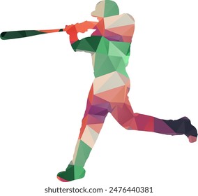 Baseball Player Lowpoly Style Sport Illustration Vector