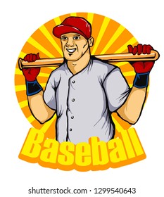 baseball player mascot holding baseball bat