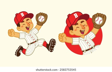 Baseball Player Mascot Logo Illustration