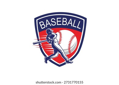 Logotipo de la mascota del jugador de béisbol para las ligas deportivas locales Equipo atlético y marca de identidad de Equipo