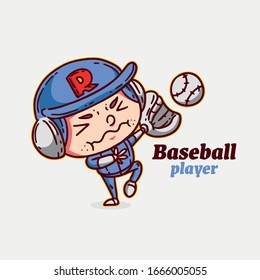 Baseball player mascot logo template