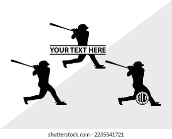 Baseball Player Monogram Vector Illustration Silhouette svg
