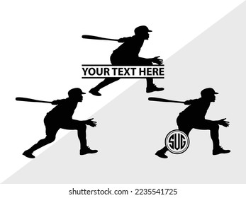 Baseball Player Monogram Vector Illustration Silhouette svg