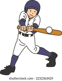 A baseball player now swinging the bat