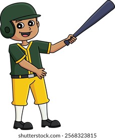 Baseball Player on the Field Cartoon Clipart