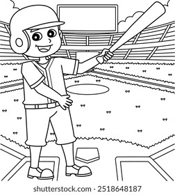 Baseball Player on the Field Coloring Page 