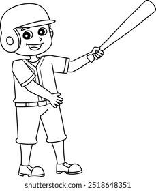 Baseball Player on the Field Isolated Coloring 