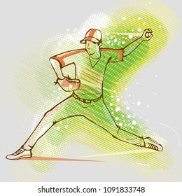 Baseball player on graphics background