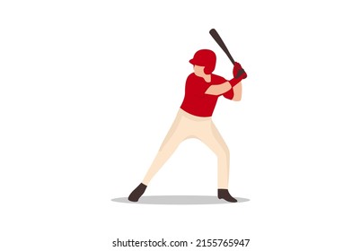 baseball player on red jersey in action vector art illustration