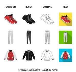 Baseball player and other accessories. Baseball set collection icons in cartoon,black,outline,flat style vector symbol stock illustration web.