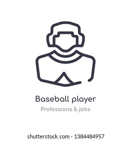 baseball player outline icon. isolated line vector illustration from professions & jobs collection. editable thin stroke baseball player icon on white background