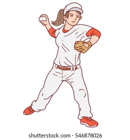 Baseball player pitcher woman