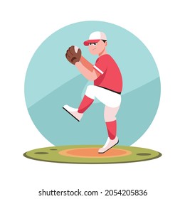baseball player playing vharacter illustration