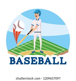 baseball player with professional bat and ball