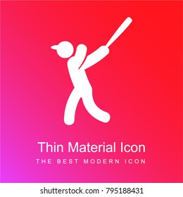 Baseball Player red and pink gradient material white icon minimal design