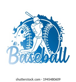 Baseball Player Scene Illustration Icon Hand Drawn. Vector Design Sport Man in Action. 