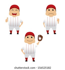 Baseball player set doing actions for use in advertising, presentations, brochures, blogs, documents and forms, etc.