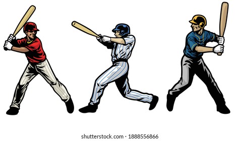 Baseball Player Set Swinging The Bat