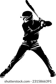 Baseball player silhouette action isolated illustration vector 