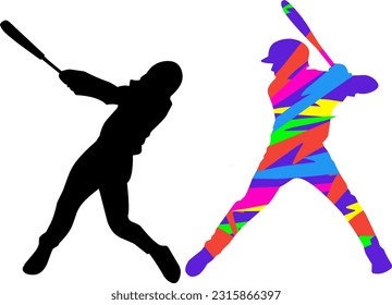 Baseball player silhouette action isolated illustration vector 