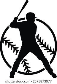 Baseball Player Silhouette Against Ball 