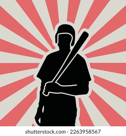 baseball player silhouette against sunlight background