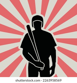 baseball player silhouette against sunlight background