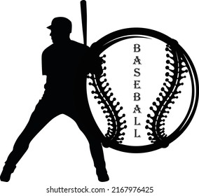 Baseball Player Silhouette Graphics on a White background