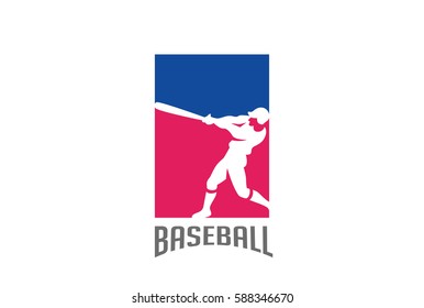 Plantilla vectorial de diseño de silueta del jugador de béisbol.
Icono de logotipo deportivo Estilo de espacio negativo