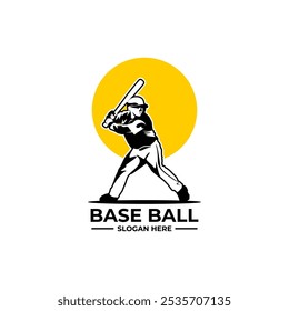 baseball player silhouette logo vector
