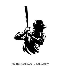 baseball player silhouette logo with a white background