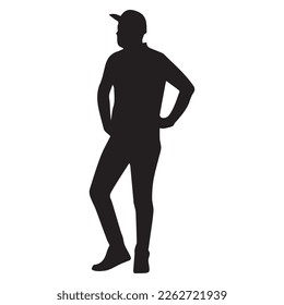 Baseball player silhouette, man batter vector