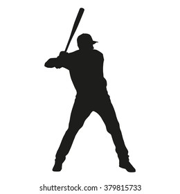 Baseball player silhouette, man batter vector