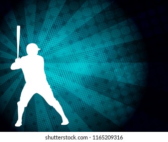 baseball player silhouette on the abstract background - vector