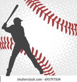 baseball player silhouette on the abstract background - vector