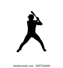 Silhouette des Baseballspielers, die bereit ist, den Ball zu treffen
