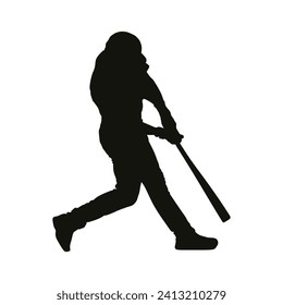 Baseball Player Silhouette Stylized Posed Vector