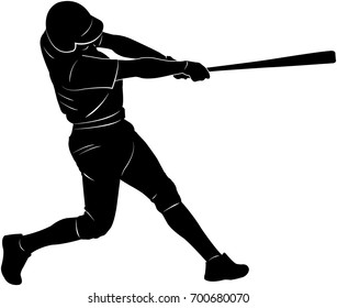 baseball player silhouette - vector