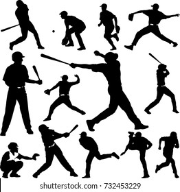 Baseball player silhouette - vector