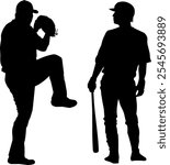 Baseball player silhouette vector art