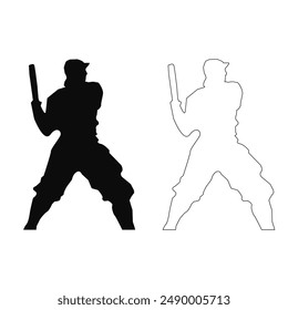 Baseball player silhouette vector art